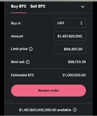 ReplyKing's tweet image. Am considering taking Bitcoin private at $69,420. Funding secured