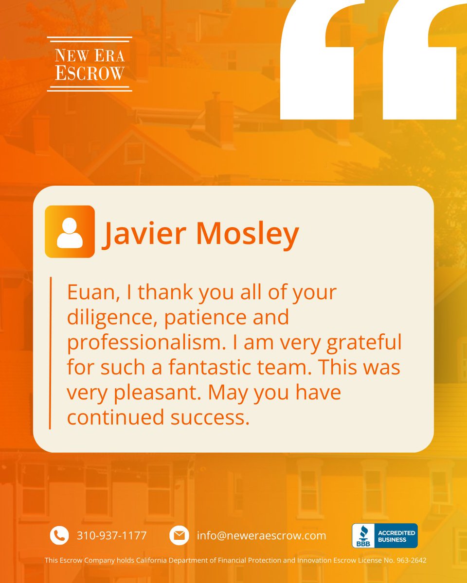 neweraescrow_'s tweet image. Nothing means more than knowing our clients feel supported, valued, and confident throughout their transaction. We’re grateful for the trust and proud to deliver a smooth, professional experience every time. ✨

#ClientAppreciation #TrustedTeam #ProfessionalService #EscrowExperts