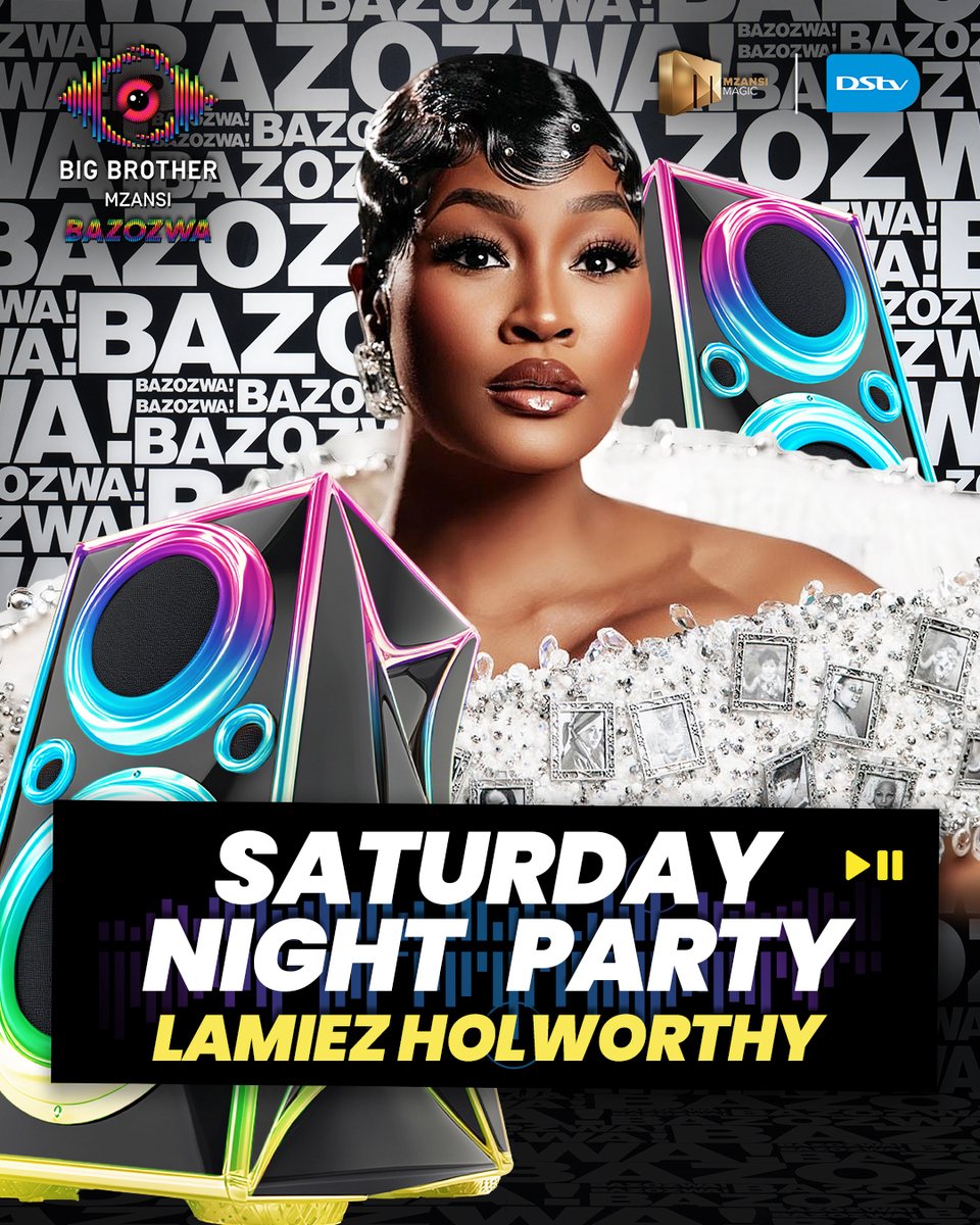 BBMzansi's tweet photo. Tomorrow night = no sleep. 🥳💃🏾The #BBMzansiS6 Saturday night party is about to be lit!  Join the #Bazozwa housemates and Lamiez Holworthy at 21:00. Ungalali ugogo akekho!😎🤫

Check the page here:https://t.co/XxC4rIagOJ https://t.co/wen6T6vTrc