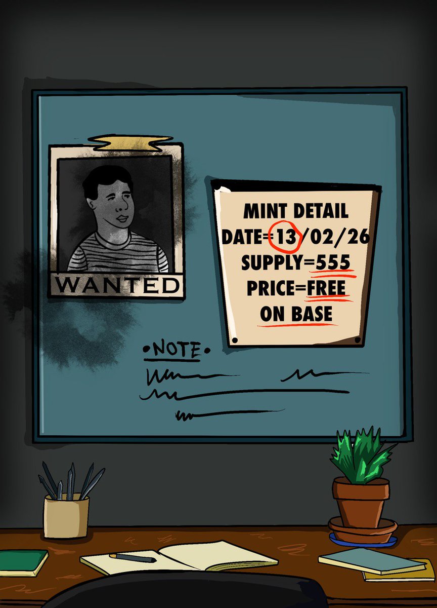 𝐌𝐢𝐧𝐭 𝐬𝐨𝐨𝐧

MINT DATE : 13/02/26
SUPPLY : 555 
PRICE : FREE FOR ALL 
BLOCKCHAIN : BASE 

LIKE + RT and drop EVM address gets added to FREEMINT GTD WL