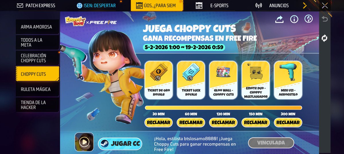 Tony_Current's tweet photo. Ya reclamaron las recompensas del evento de la colab Choppy Cuts con Free Fire 

#FreeFire #garena #freefirelatam https://t.co/VGCh2v7dfm