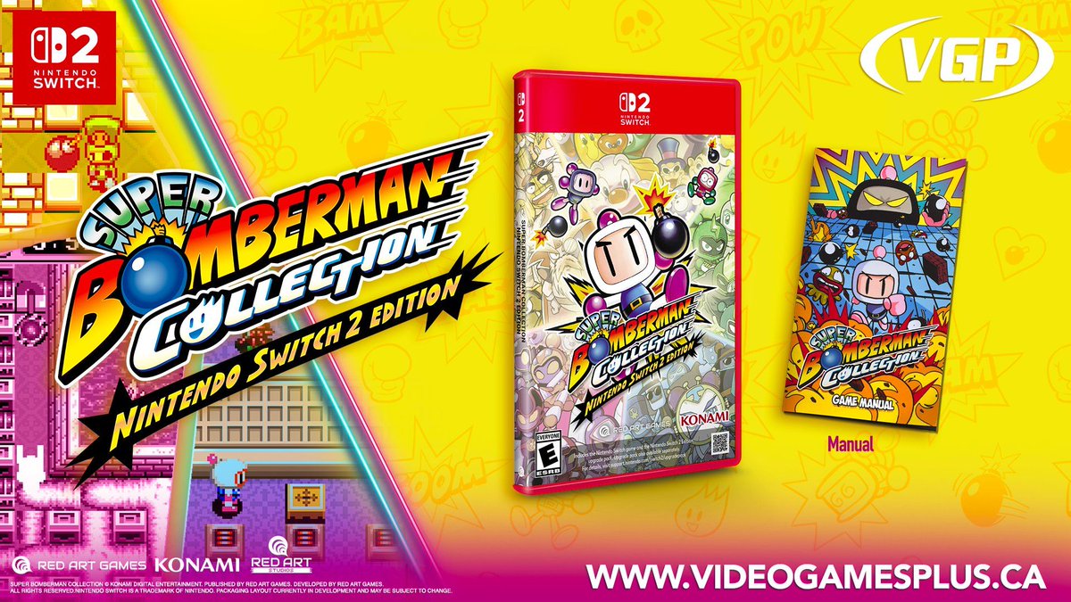 SUPER BOMBERMAN COLLECTION Nintendo Switch 2 Edition is up for preorder at VGP ($51.19 US Dollars - VGP EXCLUSIVE) buff.ly/qoZzfE7 #ad

"This Edition is Exclusive to VGP in North America."

game is on cart