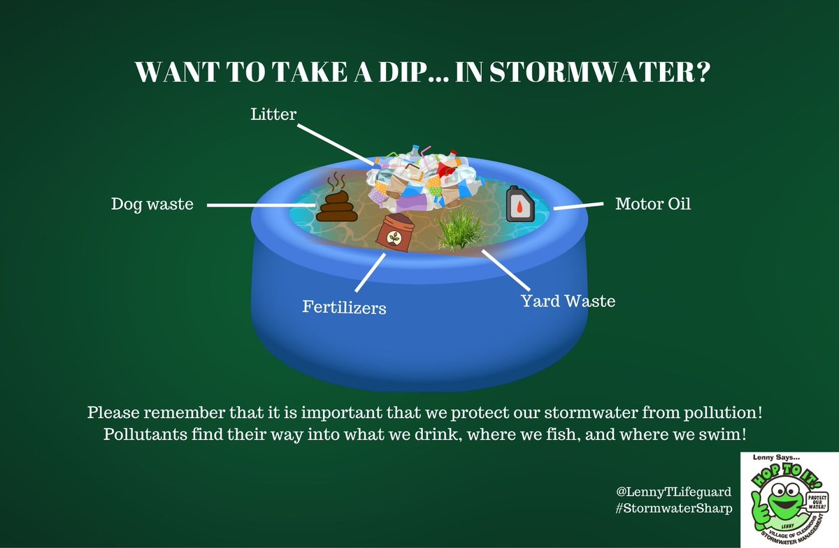 LennyTLifeguard's tweet photo. Stormwater Fact Friday! 
Only rain goes down the drain. Animal waste, fertilizers, oil and grease, pesticides, trash, yard waste and many other items are carried directly to waterways where they are discharged with no treatment, polluting our waters. #StormwaterSharp https://t.co/QvDXHdGtRp