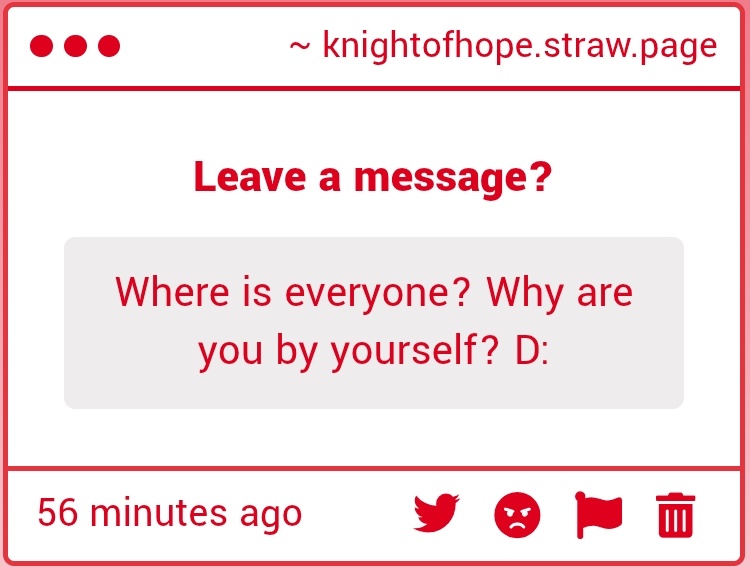 Knight_ofHope's tweet image. Either dead or... Somewhere else. Outside of our session i presume. Not sure, really, i lost contact with them long ago
