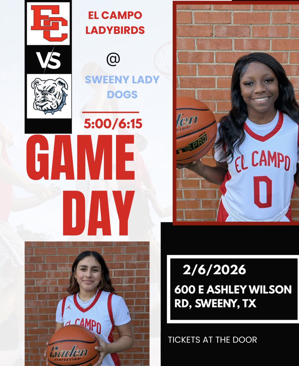 ECHS_LadybirdBB's tweet photo. 🚨🚨Game Day! Ladybirds have their last regular season road game tonight at Sweeny! 🚨🚨
@Ricky_Ricebird @CoachTReeve https://t.co/Ha5woFt0Z9