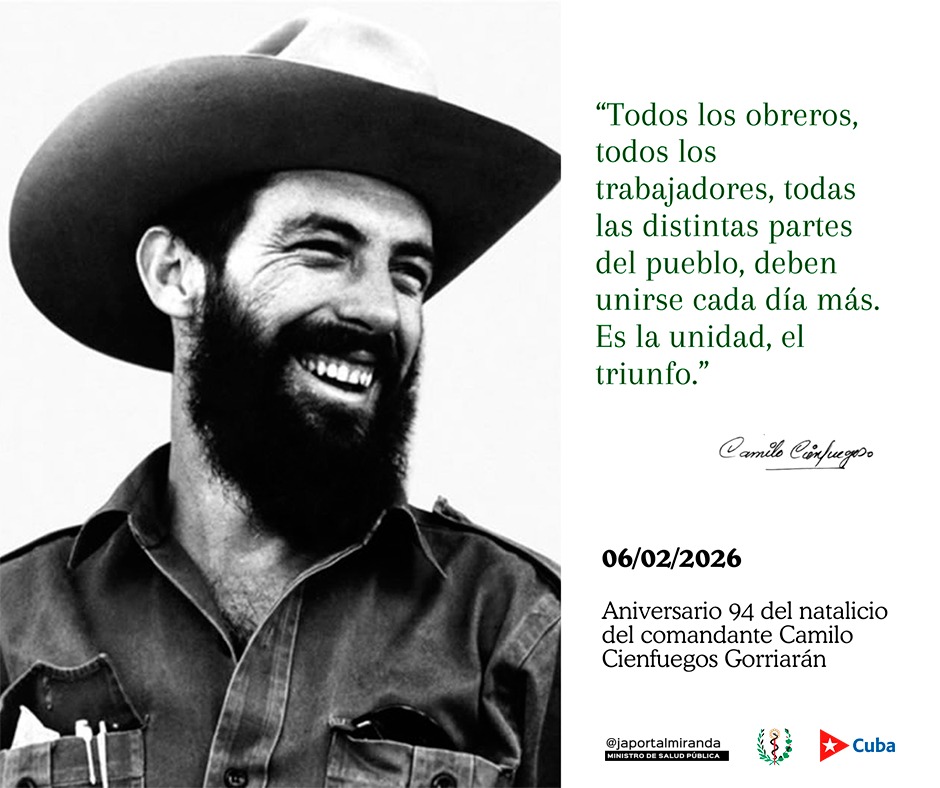 🇨🇺 En este aniversario de su natalicio, recordamos a Camilo Cienfuegos como uno de los héroes más genuinos de la Revolución: valiente, cercano al pueblo y leal a sus ideales. Su ejemplo de honestidad y compromiso continúa inspirando a #Cuba y a las nuevas generaciones.