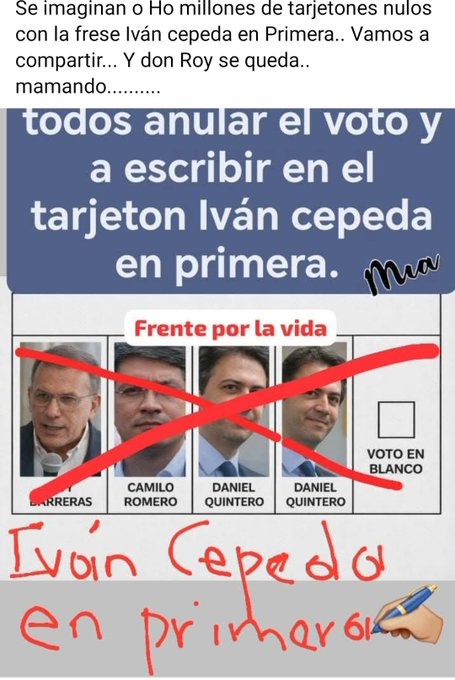 Metaverse2705's tweet photo. La campaña progresista debe ser  ANULAR los tarjetones de la consulta presidencial.A rayarle la cara a todos los DESLEALES que aparezcan en esa consulta pa que sean serios.👇