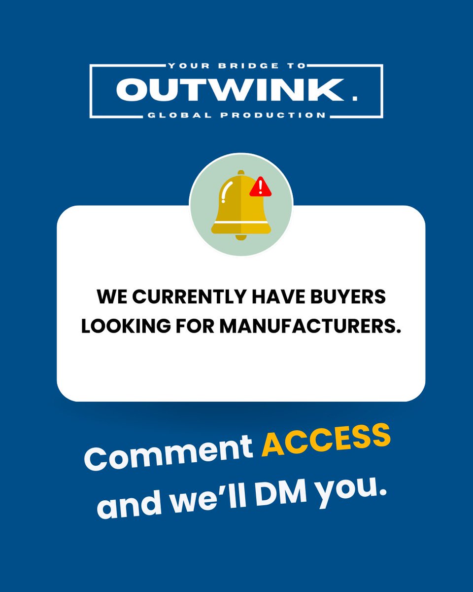 outwinkcom's tweet photo. If youโre serious about scaling your manufacturing business, comment โACCESSโ down below ๐
#outwink #outwinkcom #outwinkdotcom #ow https://t.co/irS0xlHGNz