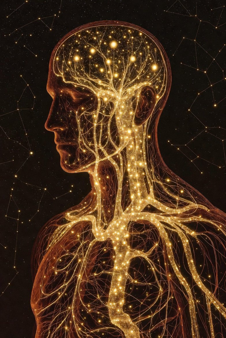 Your body harbors about 0.2 mg of gold, mostly in your blood. Atoms from ancient stars circulating quietly, royalty in every vein.