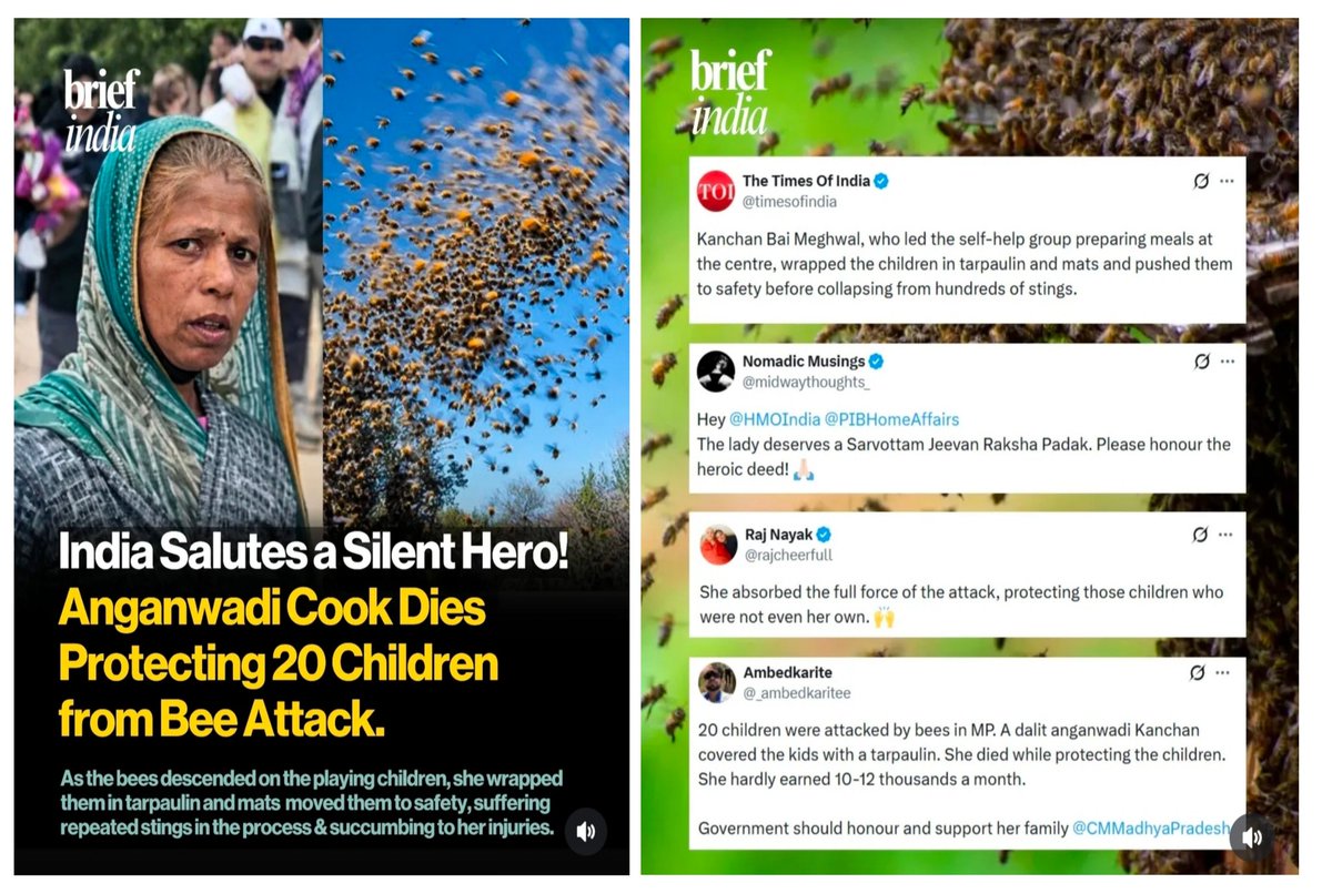 DkMegh___'s tweet photo. God can come in any form, and for those 20 children, he came in the form of #KanchanBaiMeghwal. 😢
#Neemuch #BeesAttack https://t.co/FpGLfzu3nh