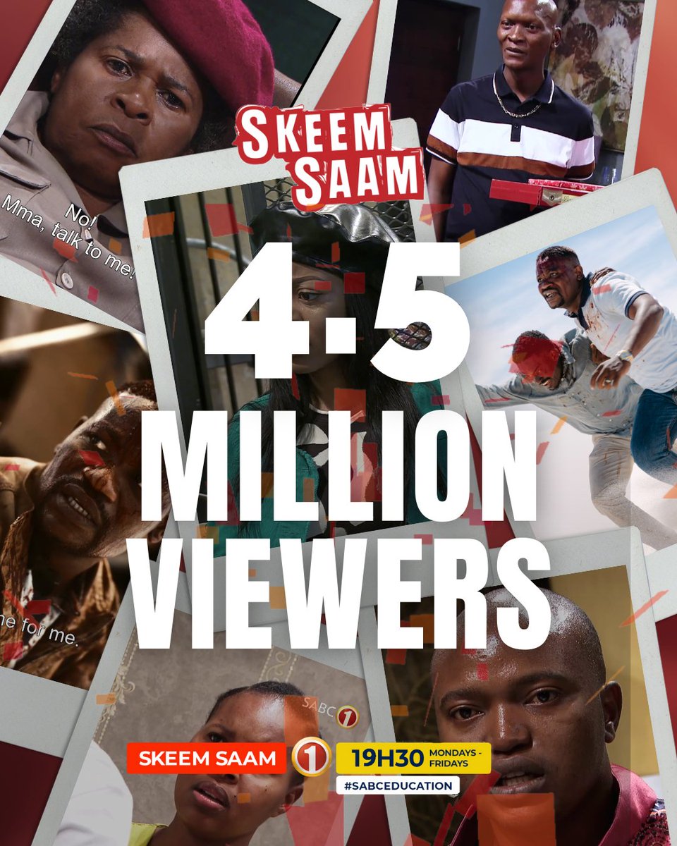 Cela nithi hooray!!!💃💃💃
#SkeemSaam ranks number 1's most watched television soapie! <a href="/Official_SABC1/">SABC 1</a> 
A huge thank you to the viewers who are always glued to their screens every 19:30! Here's to more drama and gripping stories!📺🔥🥰