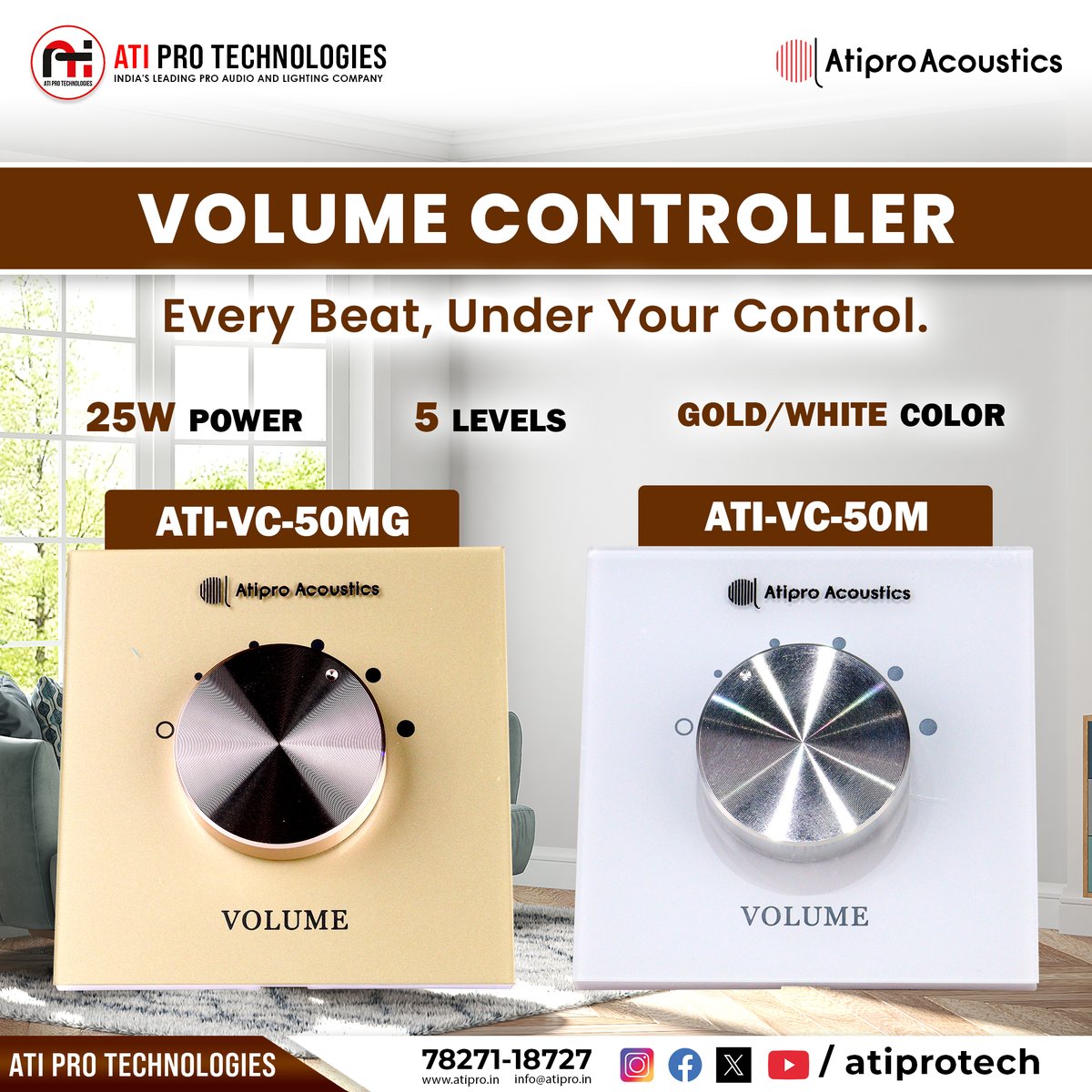 AtiproAcoustic's tweet image. Control sound your way 🎚️
The ATI Volume Controller offers smooth 5-level adjustment with a premium finish—ideal for installed audio systems.
#ATIVolumeController #AtiproAcoustics #ATIProTechnologies #InstalledAudio #SoundControl #CommercialAudio #ProAudio