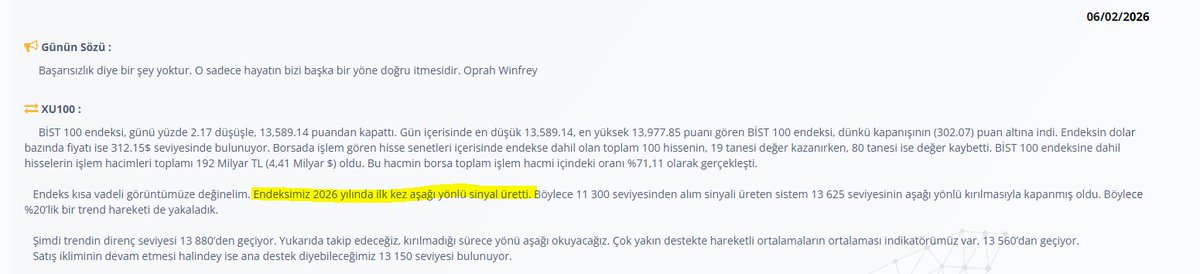 _semihozer96's tweet photo. Günün stratejisinde endeksin 2026 yılında ilk kez aşağı yönlü sinyal ürettiğini belirtmiştik. Takipte kalmaya devam edin.

#bist https://t.co/pMS8HtAeDb