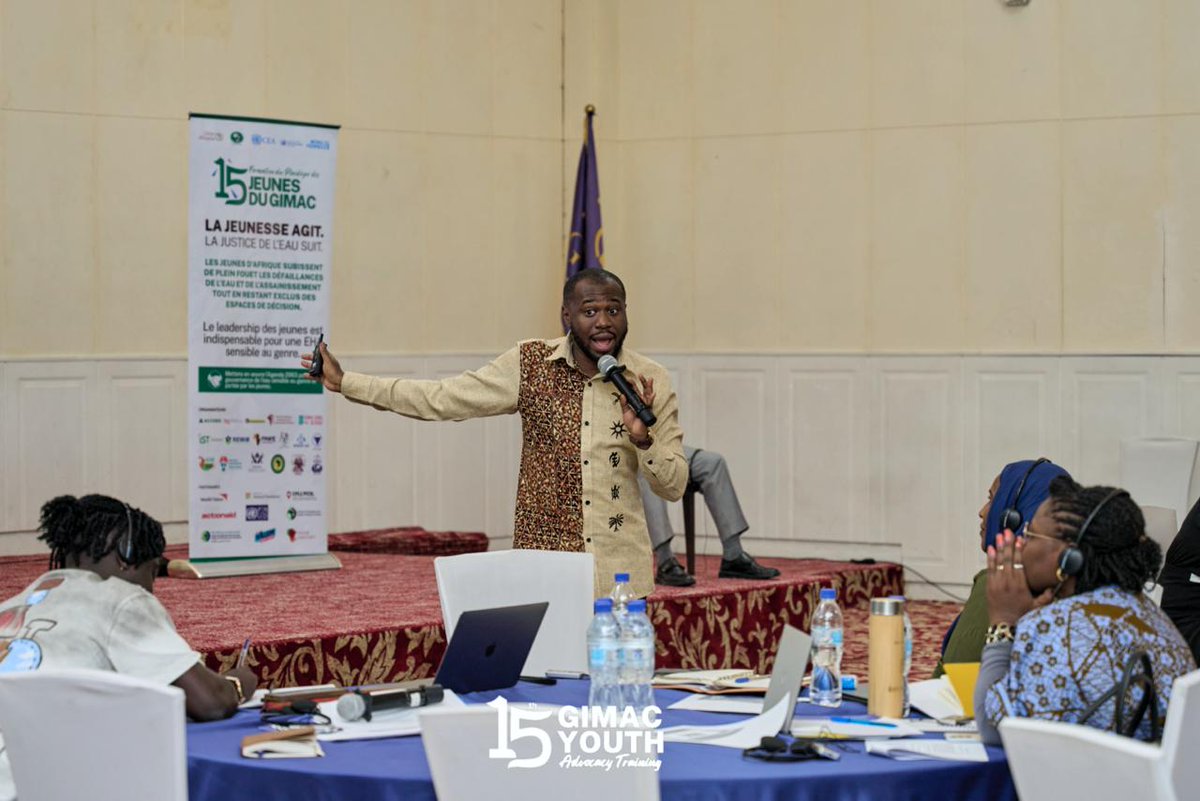 GimacYouth's tweet photo. Elvis Ayeh @TheAR_Trust  led an interactive #15GIMAC simulation unpacking how AU decisions on WASH are made. Through role-play, participants learned to turn community voices into continental action using data, coalitions, and strategic messaging.
#YouthforWASH https://t.co/WvLy9T5hfW