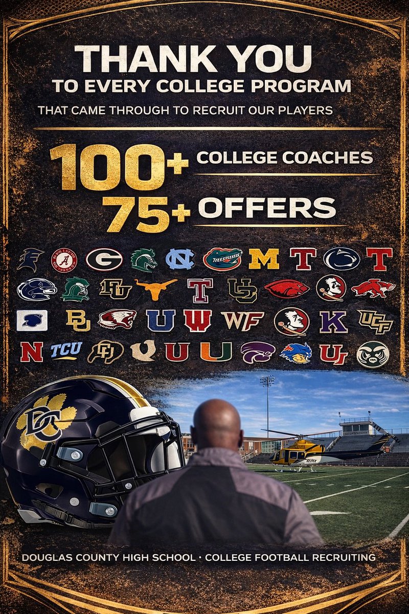 CoachJTW's tweet image. Thanks to all of the colleges and coaches that made their way to Douglas County over January recruiting !!
#OutworkYesterday