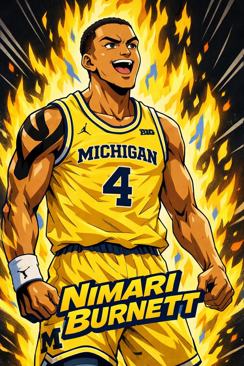 DailyUofM98's tweet photo. Nimari Burnett last night had a career night with 31 points and was absolutely on fire from 3!!!! Games like last night show you anyone on this squad can have a career night any night against anyone !!! Happy Friday and #Goblue 🟡🔵〽️ https://t.co/uEb40yWBo4