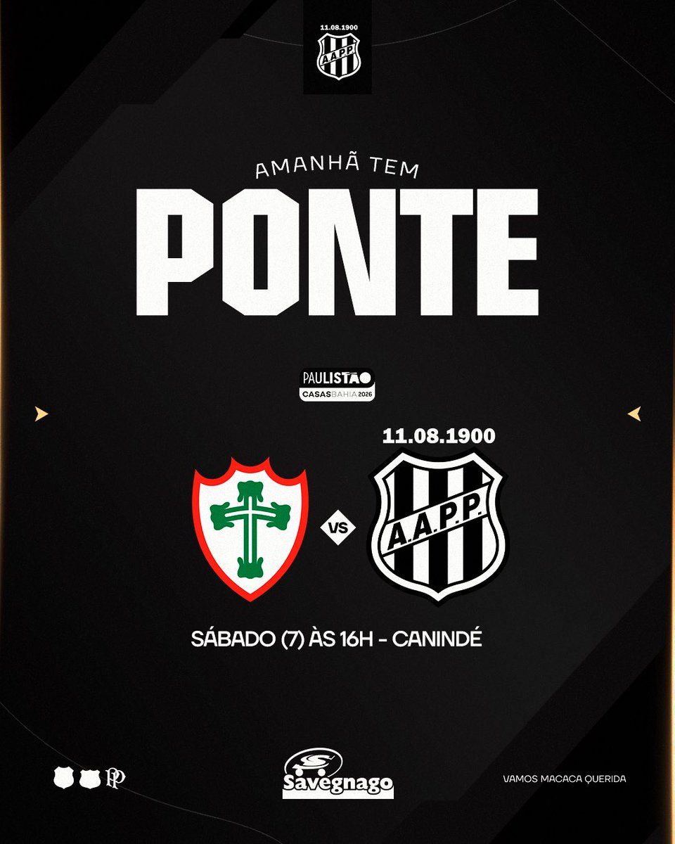 aapp_oficial's tweet photo. AMANHÃ TEM PONTE! É dia de lutar pelos três pontos. Pra cima, Ponteee!!!🔥👊🏿🦍

Oferecimento Savegnago Supermercados, a Rede Forte do Interior! 🛒🦍 

#SavegnagoSupermercados #PontePreta #SaveMania https://t.co/bmgjQOFSsX