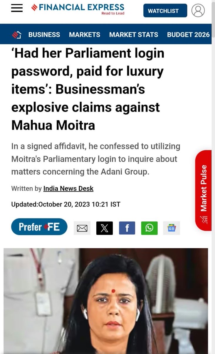 <a href="/SupriyaShrinate/">Supriya Shrinate</a> <a href="/MahuaMoitra/">Mahua Moitra</a> Supriya, you are defending a woman who endangered India’s national security.

Mahua Moitra has a record of sharing Parliament login credentials, with her ID reportedly accessed from Dubai and New Jersey while she was in India.

Also, if those chats are fake, why not file an FIR,