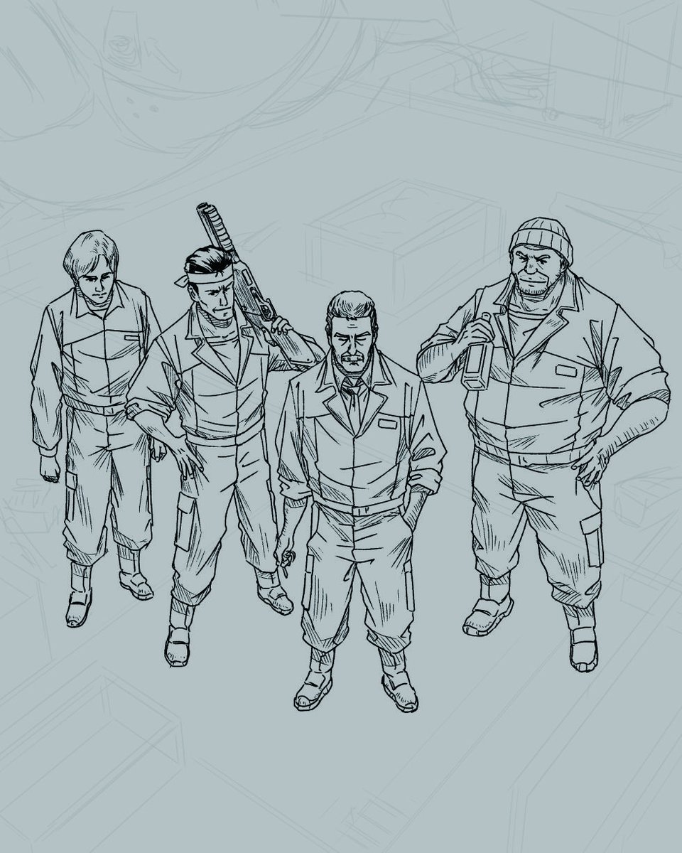 キャラのペン入れまでいけたぞ。週末パワーで残りの部分も完成させたいところだけど…🤔