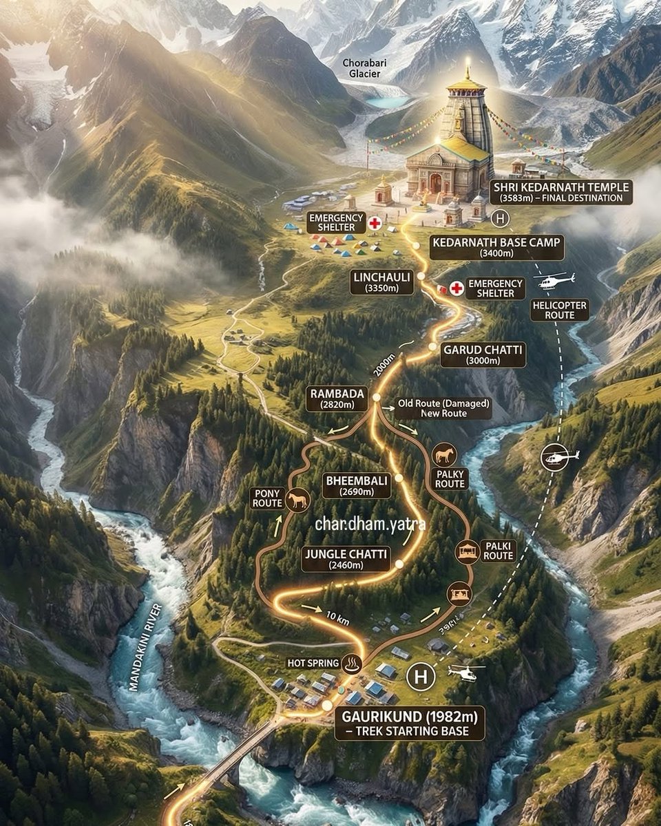 A 3D guide map of the sacred Baba Kedarnath journey