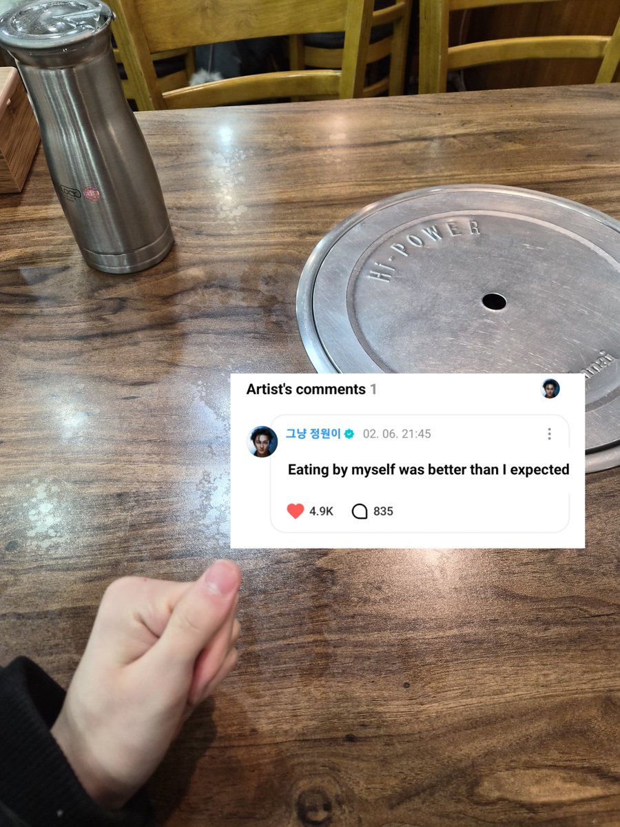 "Eating by myself was better than I expected" #JUNGWON #정원

being comfortable by yourself is such a growth 🥹🤍 enjoy your solo dates jungwon ~
