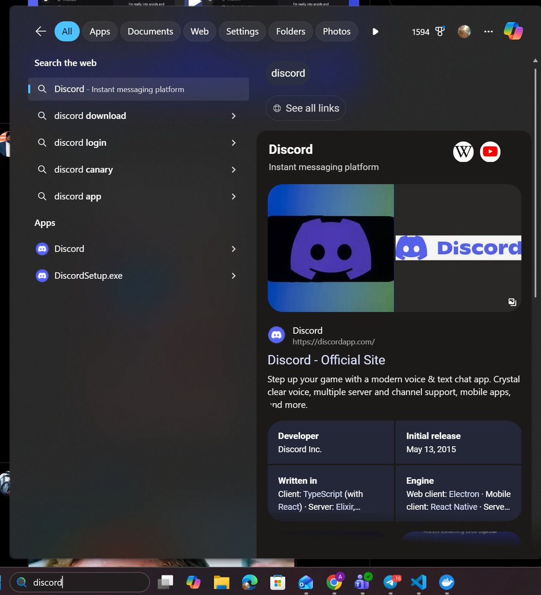 AlanGar's tweet photo. windows inconsistency, type discord in search and not guarantee to get first row right https://t.co/Z68FDFpXfN