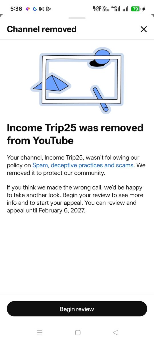Dear <a href="/TeamYouTube/">TeamYouTube</a>, my channel 'Income Trip25' has been suspended without any prior strikes. My content is strictly Educational, focused on teaching skills to my viewers. I haven't violated any Spam or Scam policies. Please look into this matter.
#YouTube #Appeal #Support