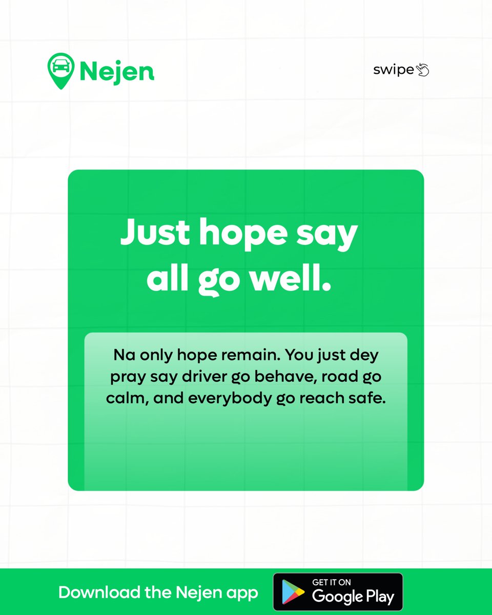 Nejenapp's tweet photo. Use nejen travel safely without any worries 💚 #nejen #nigeria #travel https://t.co/p1Z4y6Oykk