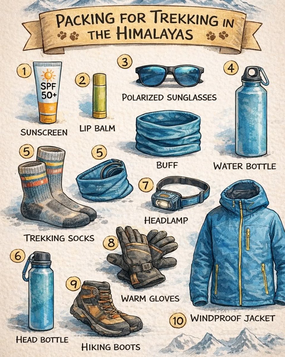 SummitClimbInc's tweet photo. Packing for a Himalayan trek 🏔️

We’ve laid out the gear — but something important is missing.

👀 Can you spot it? Comment below 👇

#HimalayanTrek #MountainLife #TrekPacking #CanYouSpotIt #ExpeditionLife #MountainPreparation #ClimbSmart #SummitClimb https://t.co/eR3IZscy83