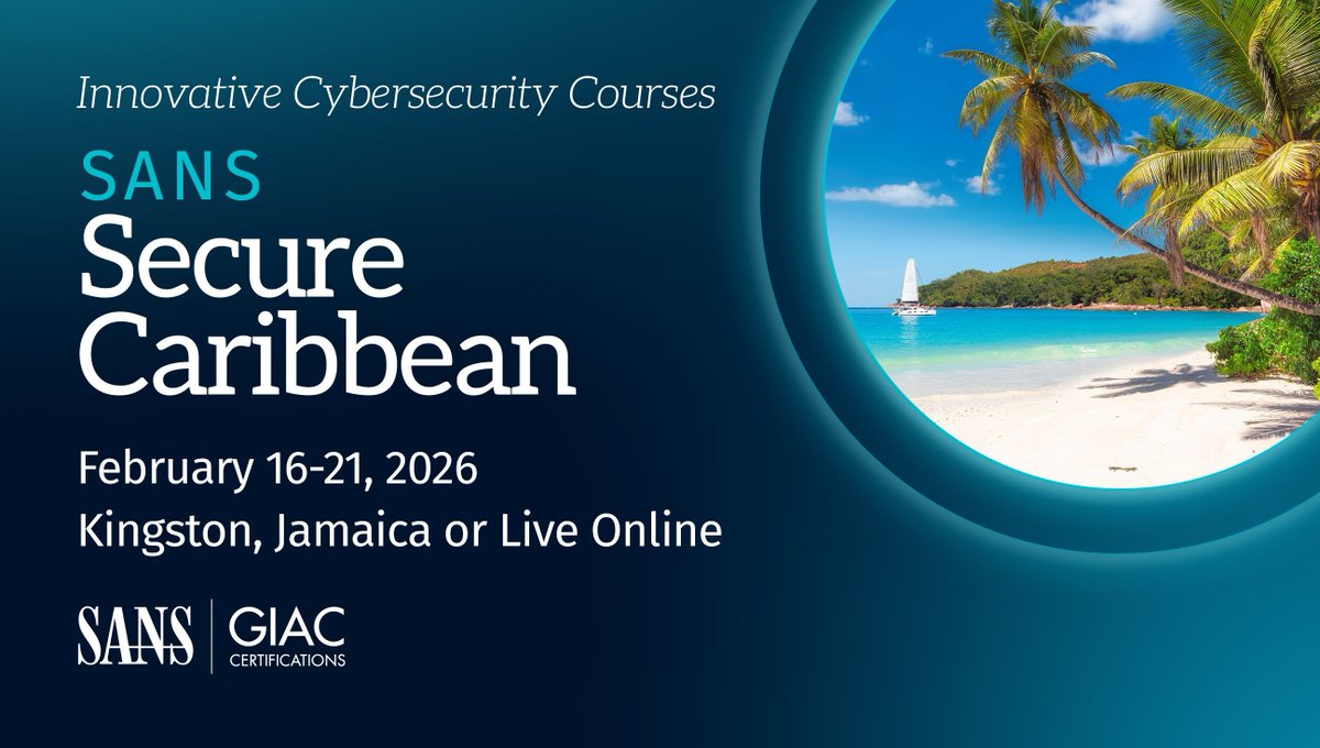 sansforensics's tweet photo. π Your next #DFIR training adventure could be in Jamaica...
π΄ #SecureCaribbean 2026 is coming Feb 16-21. Join us and level up your skills in paradise!
Featured Courses: FOR500 and FOR585
Learn more & secure your spot: https://t.co/QrJSeMn0kc
#SANSTraining #Cybersecurity https://t.co/Y6SAkuxx16