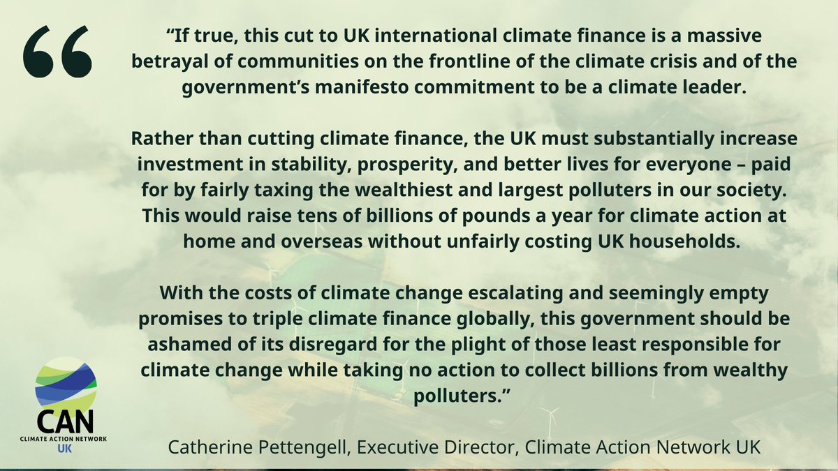 CAN_UK_'s tweet photo. CAN-UK calls for the UK government to increase international climate finance and pay fair share, following reports of planned cuts. 

https://t.co/VGGc2Jwqw7 https://t.co/xYjl0V0hZM