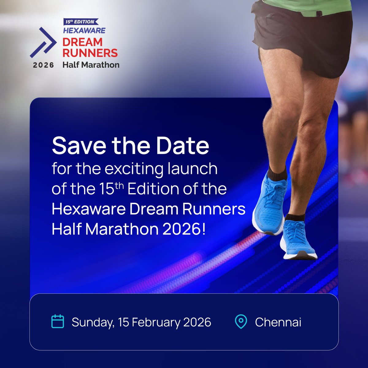 HexawareGlobal's tweet image. The wait is over! Mark your calendars for the launch of the 15th Edition of the Hexaware Dream Runners Half #Marathon on 15 February 2026. Join us and be unstoppable!

@DRHM_Chennai
#IAMUnstoppable #HexawareDRHM2026 #MarathonVibes #CreatingSmiles #HexaLife