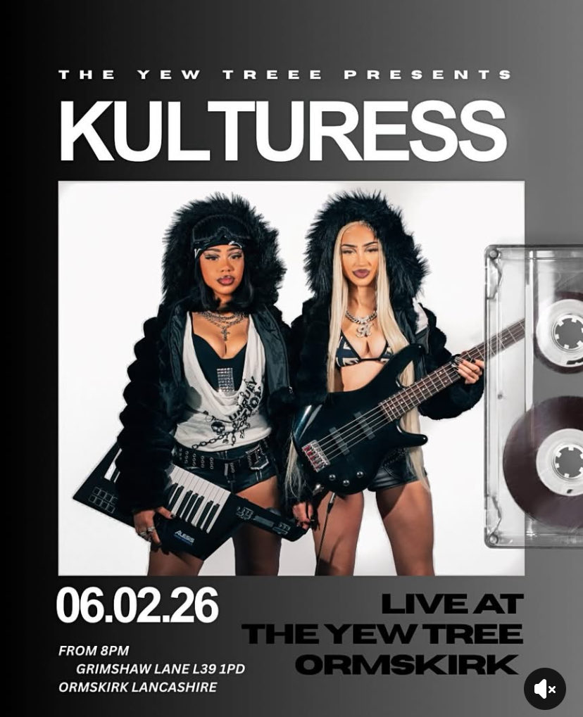 Kulturessx's tweet photo. Catch us LIVE tonight @theyewtreeormskirk it’s going to be 🔥@ElizaMaiMusic @TabithajadeFans https://t.co/LIJsPumtau