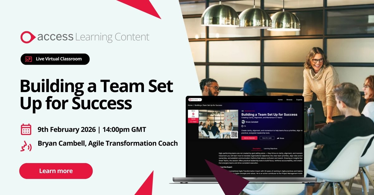 Access_ALC's tweet image. High-performing teams aren’t built on goal setting alone - they’re built on clarity, alignment, and momentum. 

📅 Live Virtual Classroom | 9 Feb | 2PM
🎯 Building a Team Set Up for Success 

👉 Learn more about here: ow.ly/UPaq50Y4RYO 

#LiveVirtualClassroom