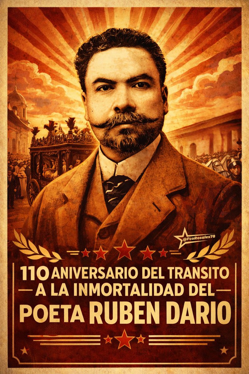 "Quiero que mis despojos sean para #Nicaragua. Ya que mi patria no me guardó vivo, que me conserve muerto”
Se cumplen 110 años del tránsito a la inmortalidad de nuestro querido poeta Rubén Darío, héroe cultural de nuestra tierra de lagos y volcanes.

<a href="/corpav_m/">Carnitas ❤🖤❤🇳🇮</a> <a href="/Atego16/">@🅰🆃🅴🅶🅾 🇳🇮</a> <a href="/istamati/">☀️𝐈 𝐒 𝐓 𝐀 𝐌 𝐀 𝐓 𝐈 🌼🇳🇮🇳🇮</a>