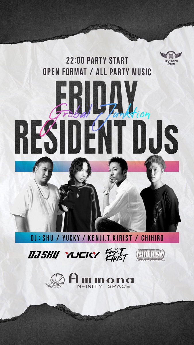club_ammona's tweet photo. TODAY'S FRIDAY EVENTS
OPEN 22:00
OPEN FORMAT / ALL PARTY MUSIC
MUSIC BY
DJ : Kenji.T.KRIST / SHU / YUCKY / CHIHIRO
Join us tonight for an unforgettable party experience!
#GlobalJunction
#Nightclub
#Ammona https://t.co/ia4FCAWbz6