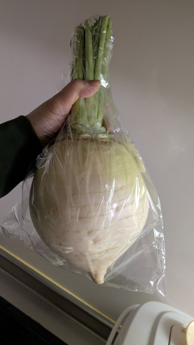 お疲れ様です、仕事明日は休み！職場で聖護院だいこん買いました！すごい大きい！値段は150円お得✨️