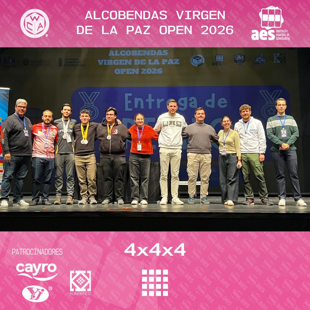AESpeedcubing's tweet photo. ¡Aquí os dejamos los podios del Alcobendas Virgen de la Paz Open 2026! (Parte 1) https://t.co/3LmvPMXuqA