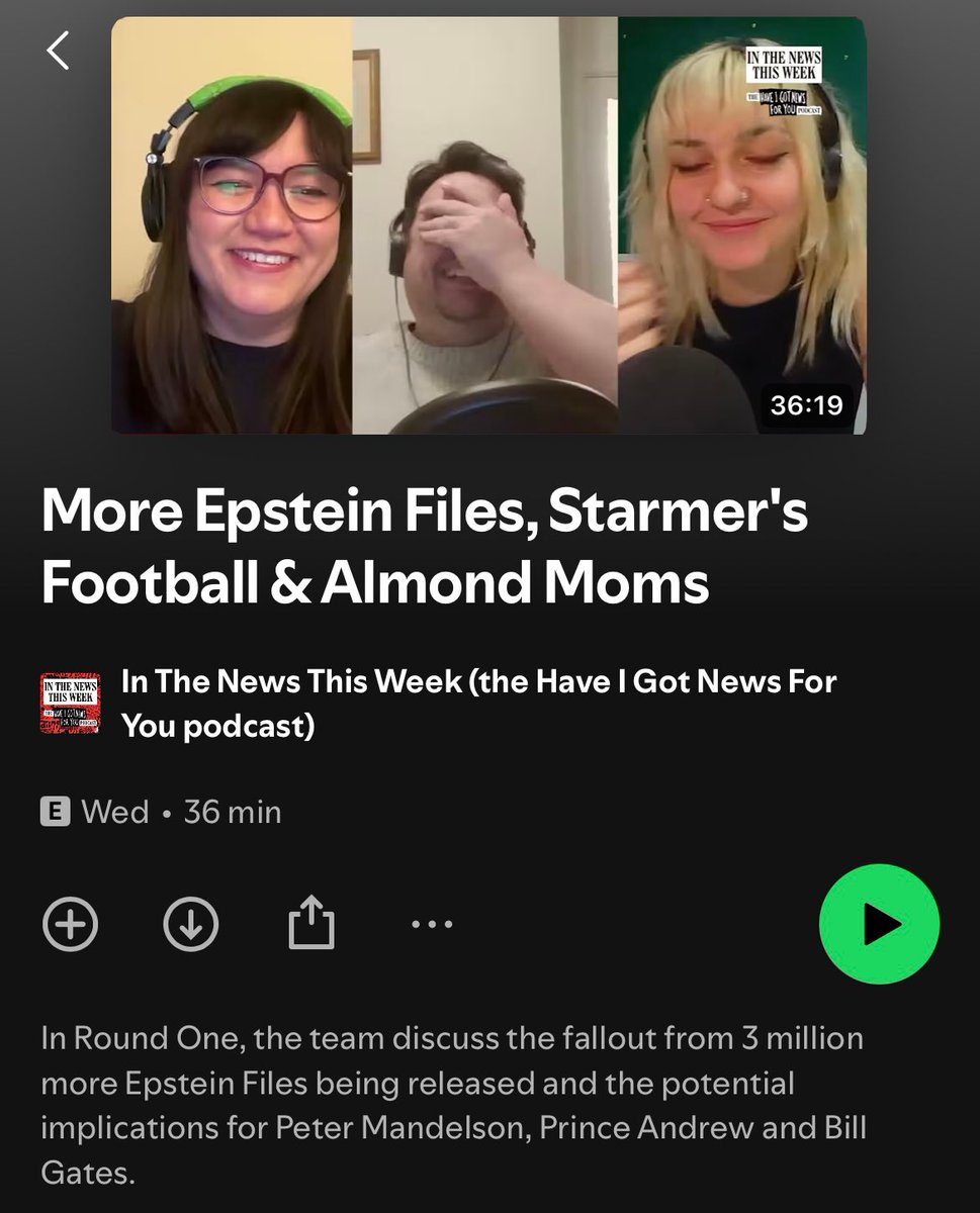 haveigotnews's tweet photo. Have you listened to the latest episode of In the News This Week, the Have I Got News for You podcast yet? 

Watch or listen on Spotify: https://t.co/gGVewbAGw3

Watch on YouTube: https://t.co/0izio74Zjm

Or listen on Apple: https://t.co/XMNetqkiff https://t.co/lnqY9ediol