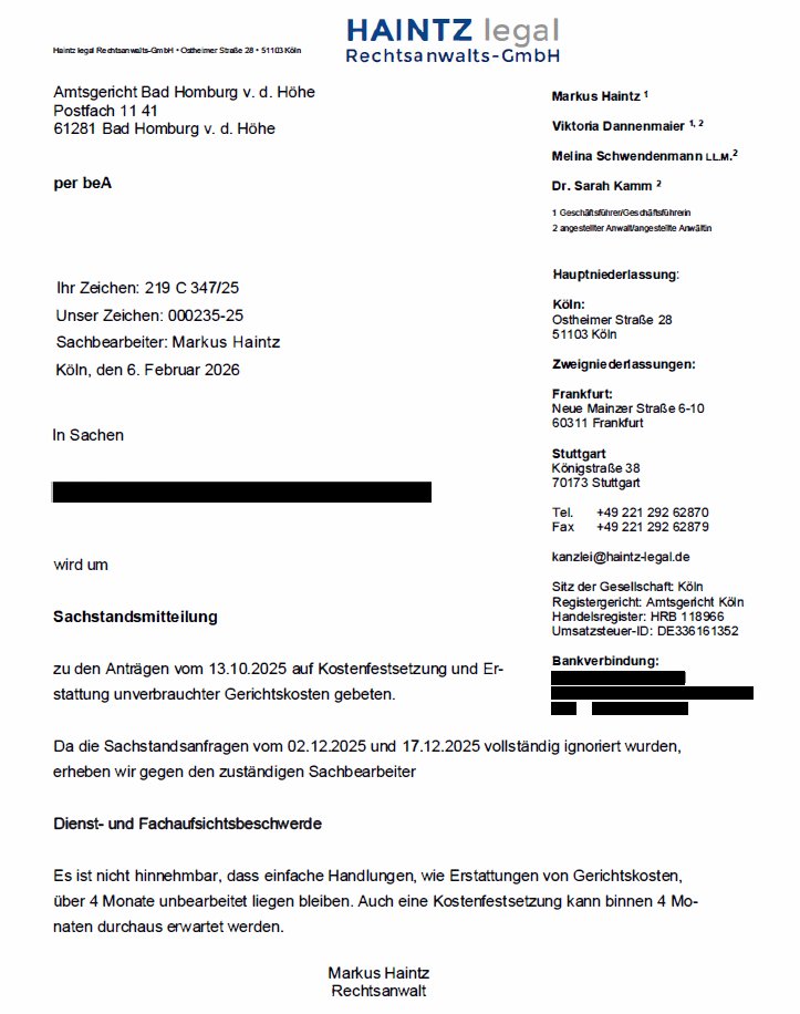 In einem funktionierenden Rechtsstaat darf man erwarten, dass Gerichtskosten zeitnah erstattet und Kostenfestsetzungsanträge bearbeitet werden. Man darf auch erwarten, dass Sachstandsanfragen beantwortet werden. In der deutschen Justiz ist all das vielfach nicht mehr der Fall.