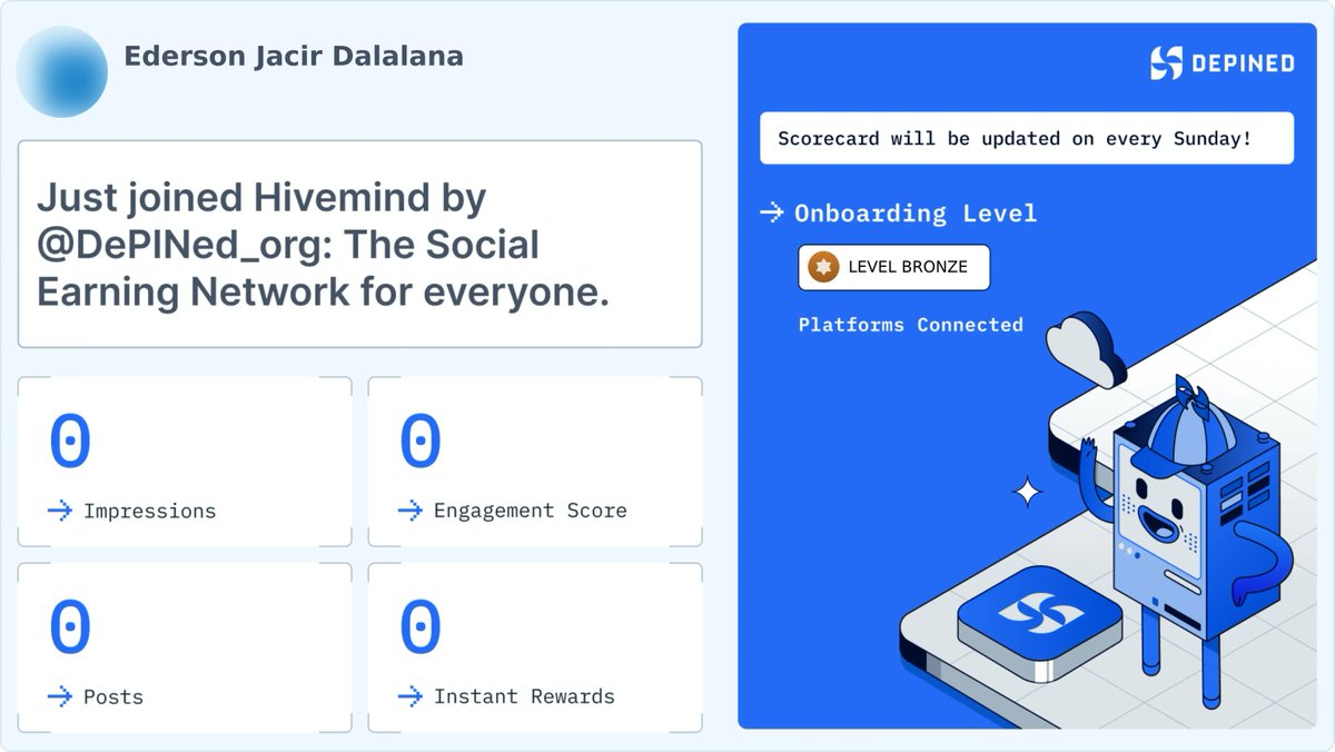 Edinhodelalana's tweet image. Weekly Hivemind Scorecard 📊
Progress tracked. Engagement validated. Rewards active.

Check it out and start earning:
👉 hivemind.depined.org #OnlineNoticing #WebRemarkable #InternetTotal