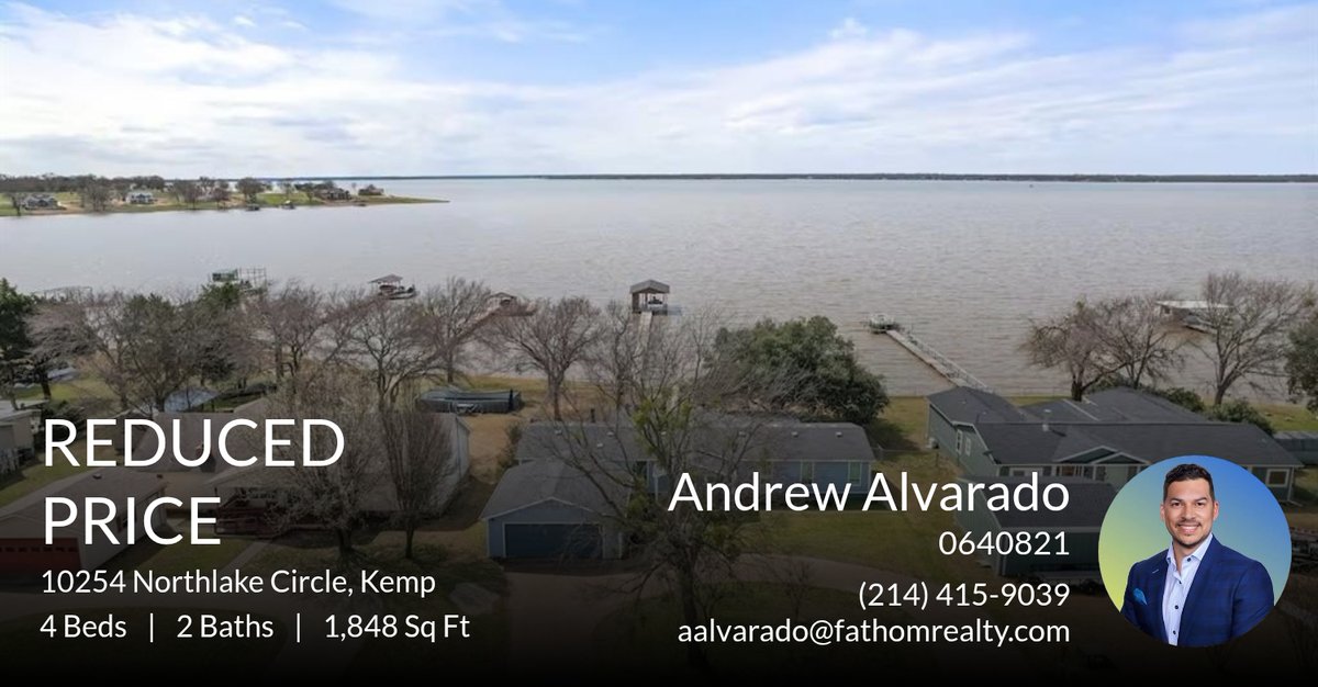 Ajaa23's tweet photo. 📍 Reduced Price 📍 This recently reduced Lake Home at 10254 Northlake Circle in Kemp, TX won't last long, so, don't wait to set up a showing! Reach out here or at 214-415-9039 for more information!

(214) 415-9039
Andrew Alvar... https://t.co/ILbeSdlcov https://t.co/p5L6S5Ltx1