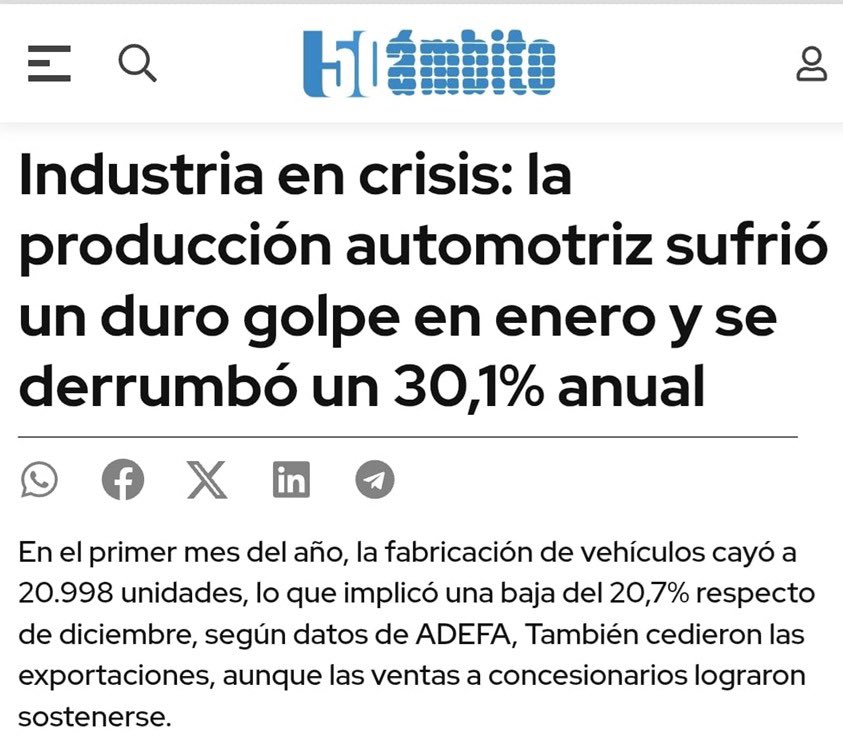 gabiestevezok's tweet photo. Fuerte caída de la industria automotriz, que ya perdió más de 5000 empleos y hoy sigue con despidos, suspensiones, vacaciones adelantadas y cierres de plantas. El problema no eran los textiles, el problema es que tenemos un gobierno enemigo de la producción y el trabajo. https://t.co/IAfAHouMti
