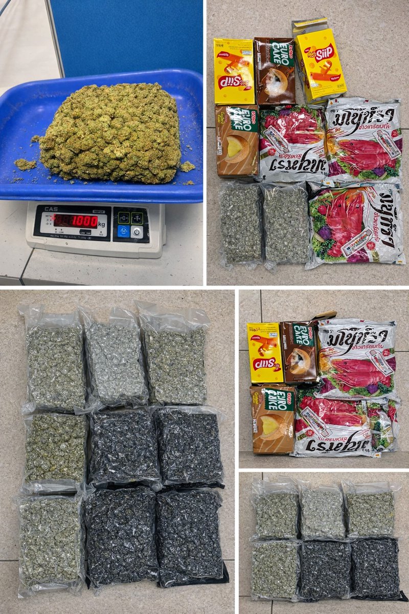 ChennaiCustoms's tweet photo. Chennai Customs busts Kasargod - Kochi based drug syndicate; Total 25 Kg of Hydroponic Ganja seized and six Indian male passengers from Bangkok arrested in back-to-back cases. @cbic_india https://t.co/S9FeAMPbi9