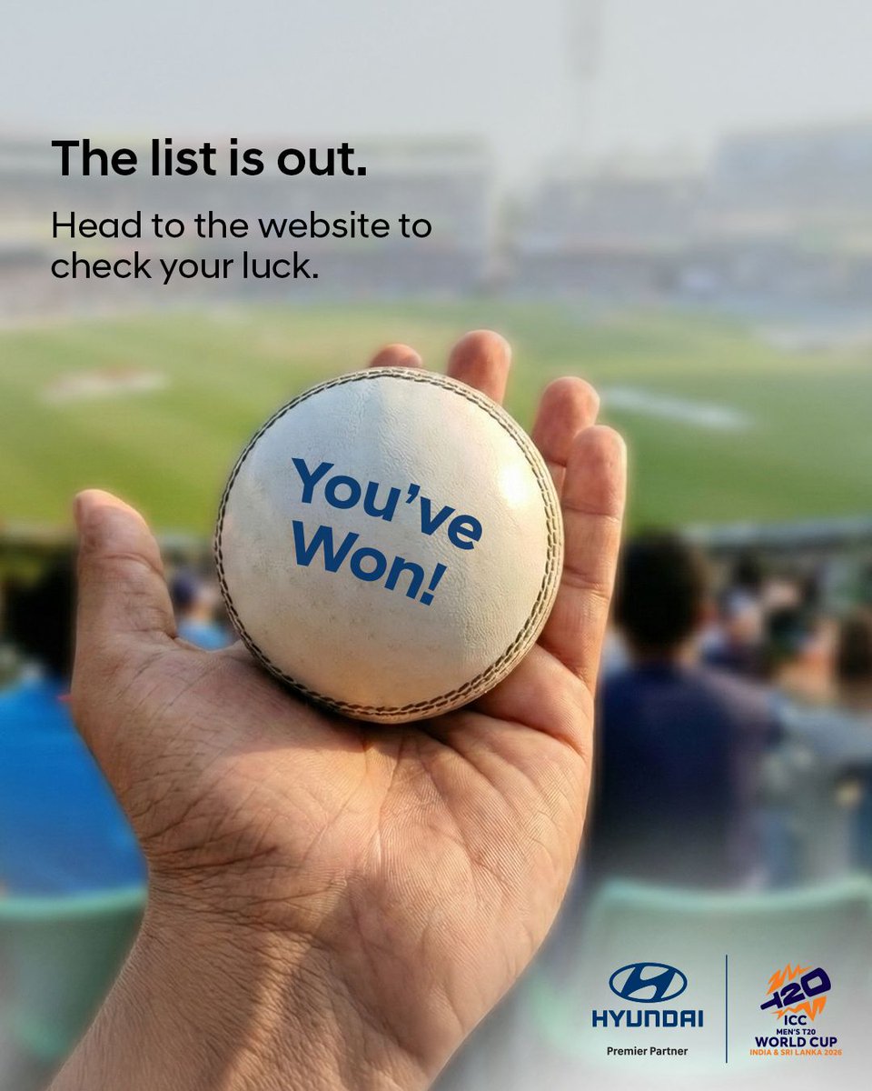 HyundaiIndia's tweet photo. You drove your luck straight to the stadium!​

Head to the website right now to see if you caught the chance to snag a ride to the next match!​

​#Hyundai #HyundaiIndia #DrivenByPassion #HyundaixICC #DriveToICCMensT20WC https://t.co/NO4HuA3WHl