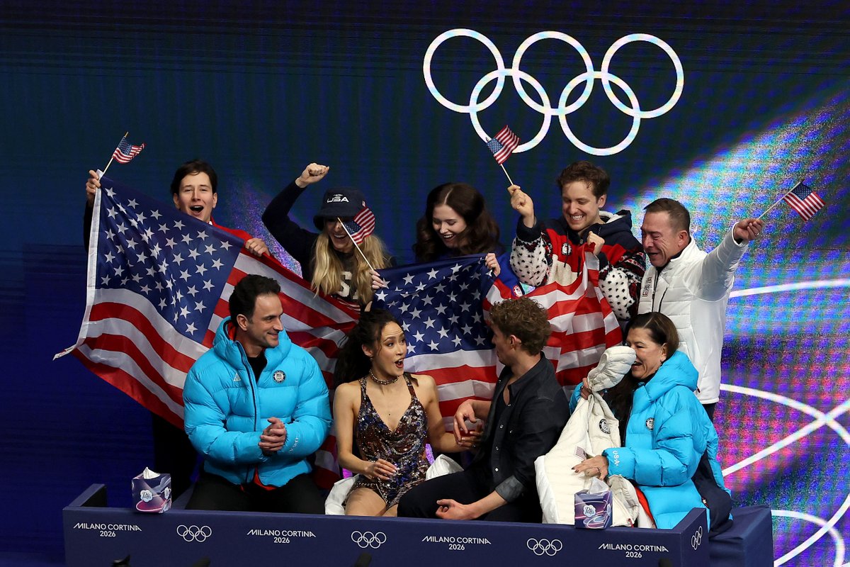 Olympics's tweet image. All the emotions in the team event kiss and cry 🥹

#MilanoCortina2026 #FigureSkating