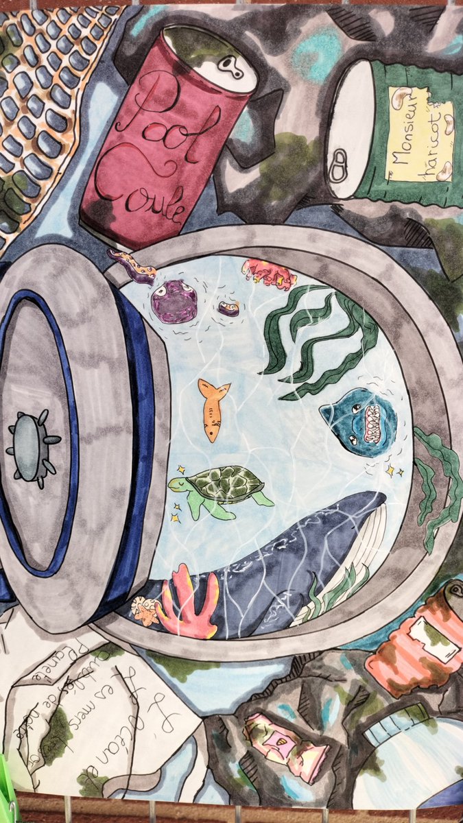 roussillous's tweet photo. L'océan et les mers, trésors oubliés de notre planète. Bravo pour ces travaux d'élèves en  Art plastique https://t.co/c3Ivgiskec