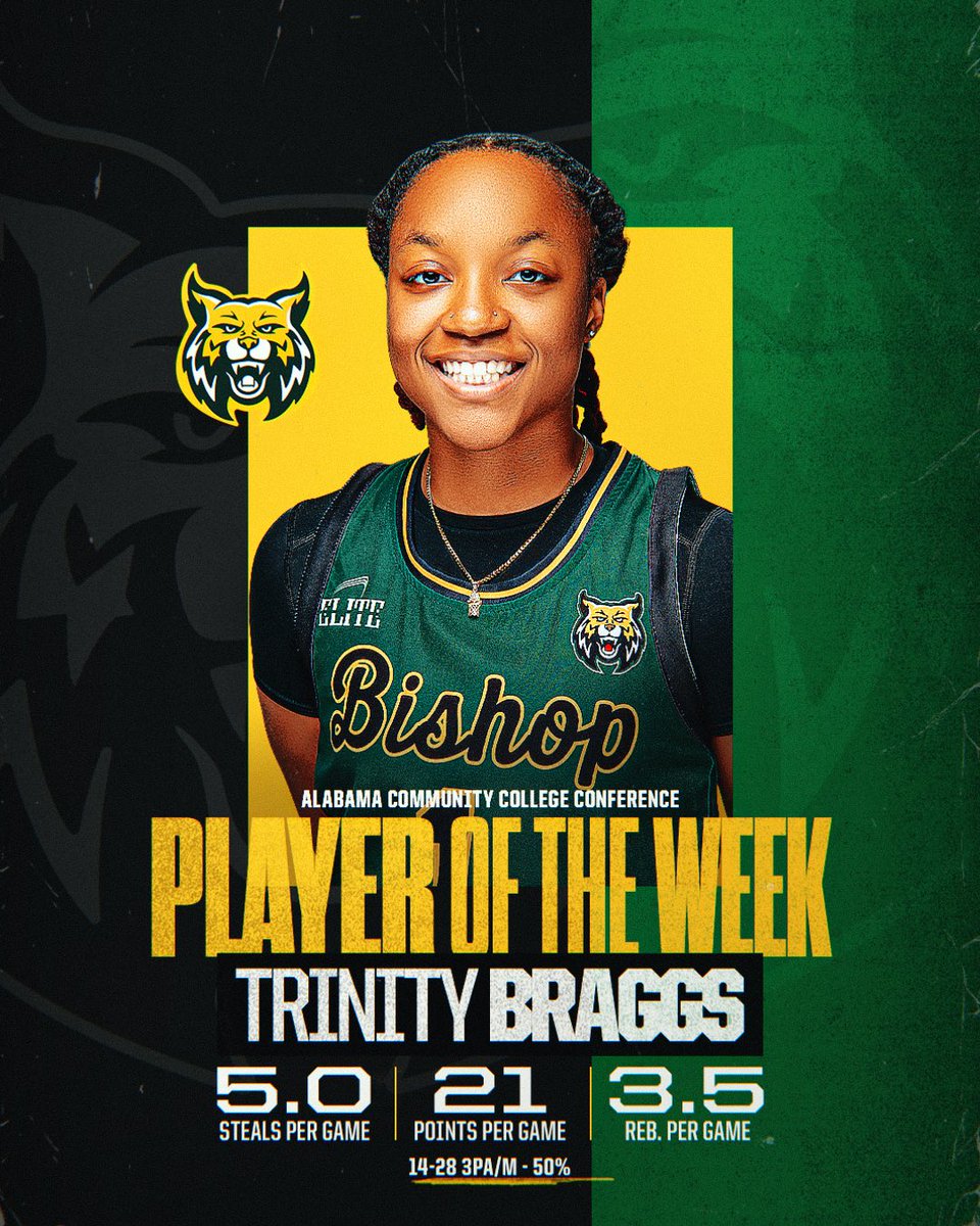 BishopStateWBB's tweet photo. Well deserved‼️ Congrats @trinitybraggs 🥳🥳🥳🥳🥳 https://t.co/SXPUg5rtZP