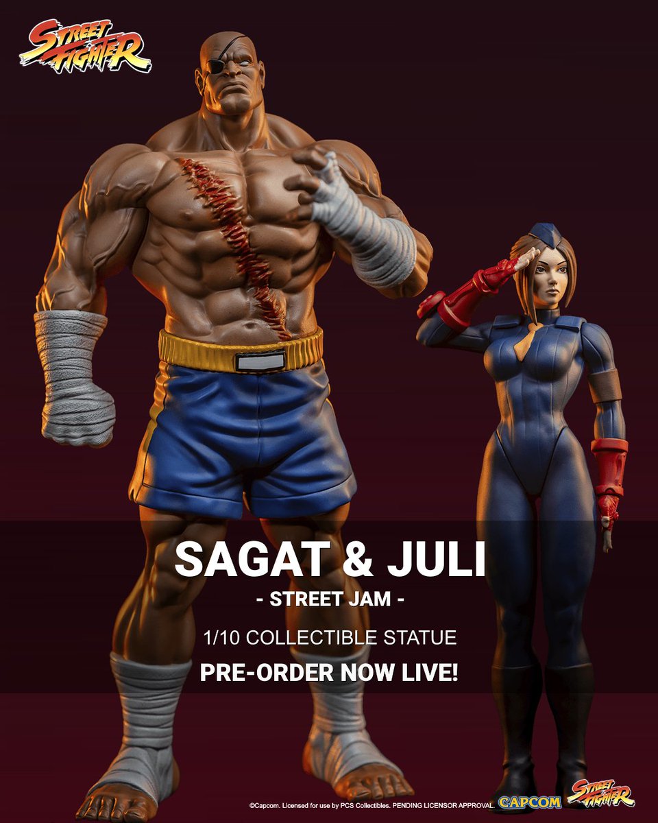 GHeroesEurope's tweet photo. Pre-Order the Premium Collectibles Studio Street Fighter - Street Jam Sagat & Juli 1/10 Statue. Now open in our shop.
● Pre-Order the Sagat & Juli 1/10 Statue here:
https://t.co/4OPBHXlw6x
#PremiumCollectiblesStudio #GHeroes #StreetFighter #Sagat #Juli #StreetJam https://t.co/7FoF5cJStq