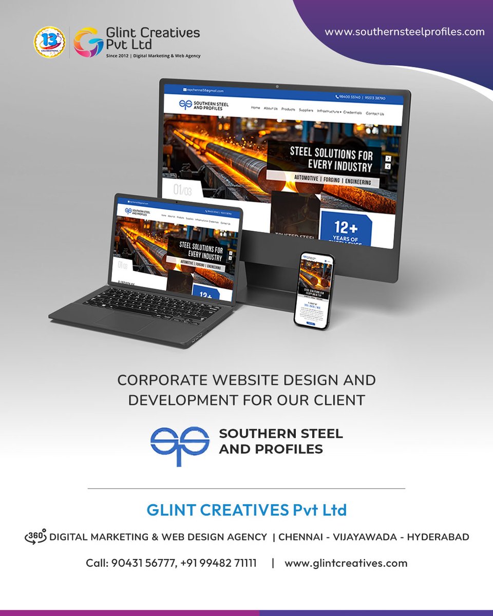 glintcreatives's tweet photo. Glint Creatives - Digital Agency, Since 2012 is proud to launch the new website design for Southern Steel and Profiles - https://t.co/kIp2aOGzVm
https://t.co/GaBju51UJe
#GlintCreatives #SouthernSteelandProfiles #SteelBarManufacturer #graphicdesign #socialmediamarketing #Chennai https://t.co/MLBoFLbeh2